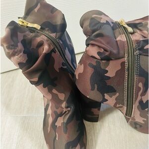 Sexy Camouflage Block Heel Ankle Boots